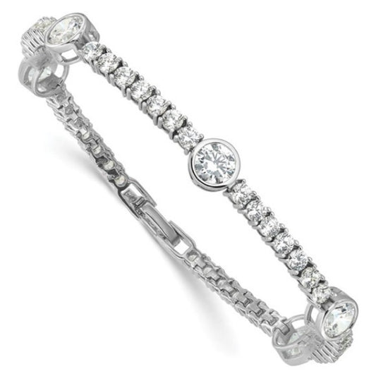 Sterling Silver Rhodium-plated Cubic Zirconia Tennis Bracelet