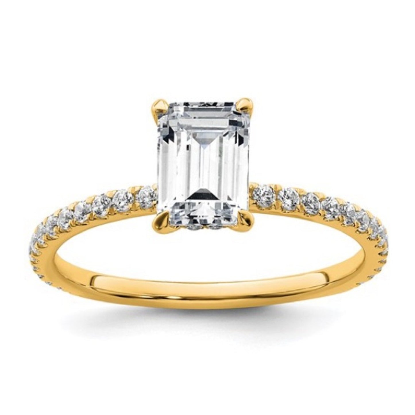 14K Yellow Gold 1.4 CT Emerald Cut Certified Lab Grown Diamond Engagement Ring