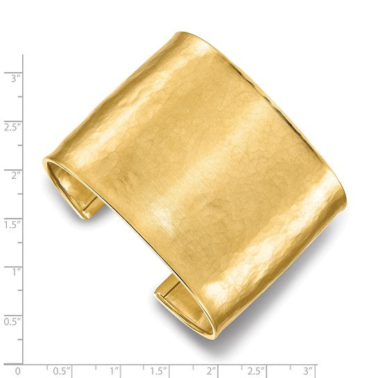 14k Gold Hammered 47mm Cuff Bangle by HERCO