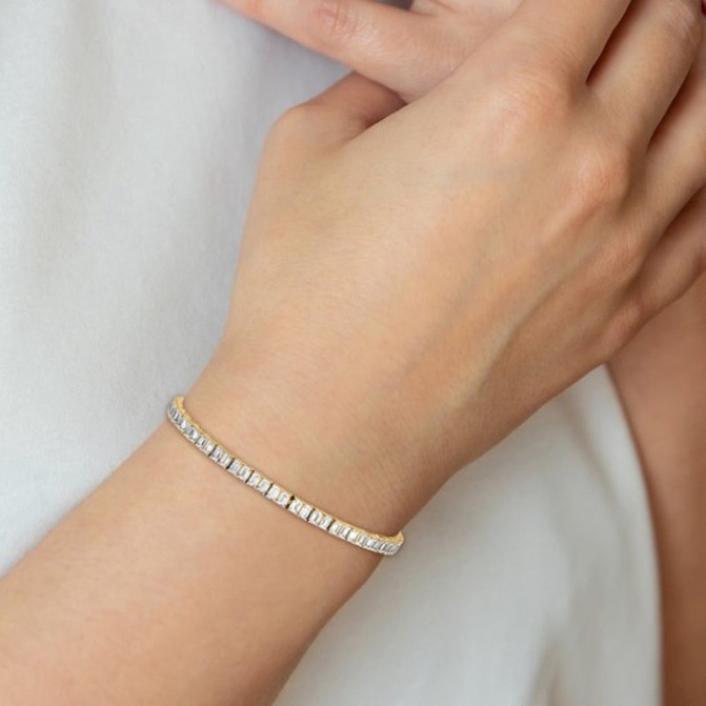 14K Yellow Gold 7ct Lab-Grown Diamond Tennis Bracelet – Bezel Set, 7"