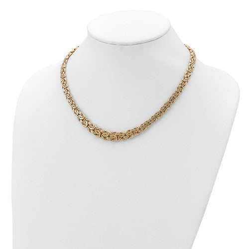 18K Gold TAPERED BYZANTINE CHAIN, 18 inches long