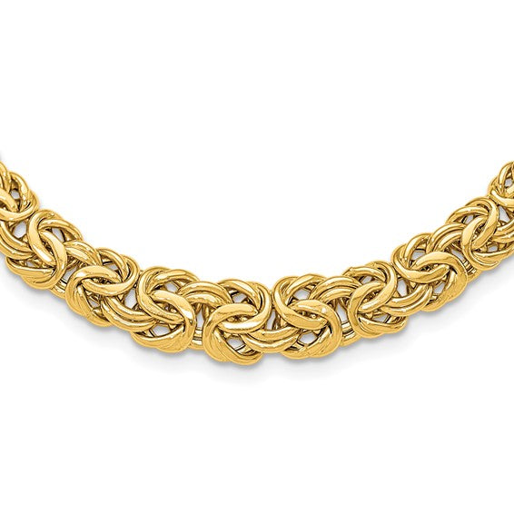 18K Gold TAPERED BYZANTINE CHAIN, 18 inches long