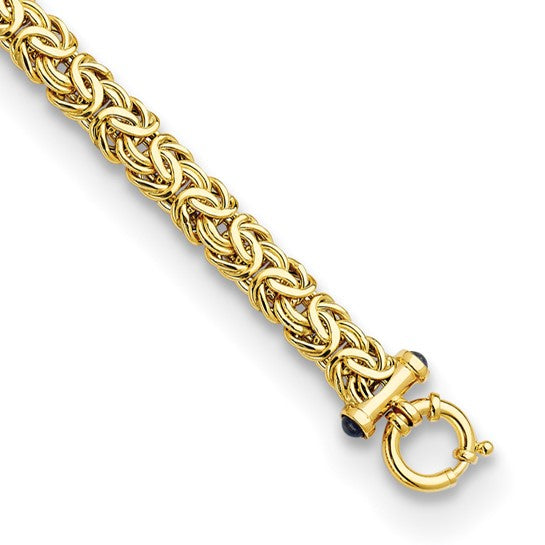 18k Gold Byzantine Bracelet with Sapphires: 7.5 inches long. Made in Italy