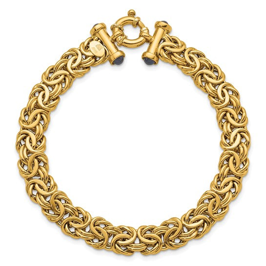 18k Gold Byzantine Bracelet with Sapphires: 7.5 inches long. Made in Italy
