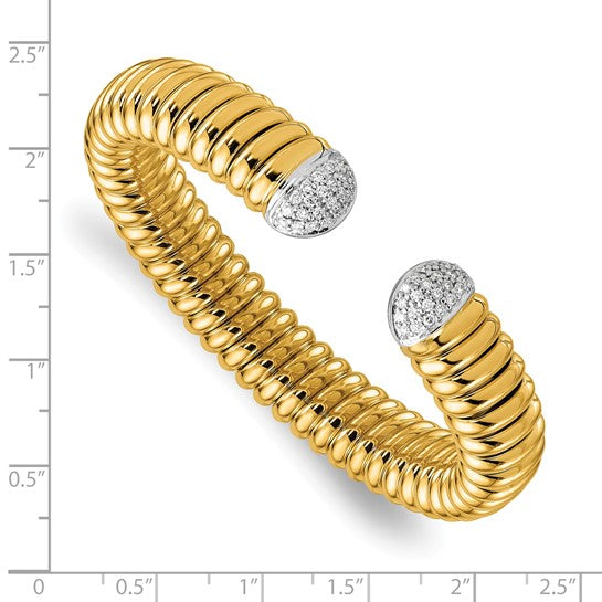Exquisite 18K Two-tone Polished Diamond Cuff Bangle: A Versatile, Unisex, and Timeless Accessory