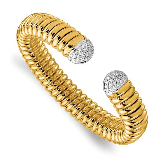 Exquisite 18K Two-tone Polished Diamond Cuff Bangle: A Versatile, Unisex, and Timeless Accessory