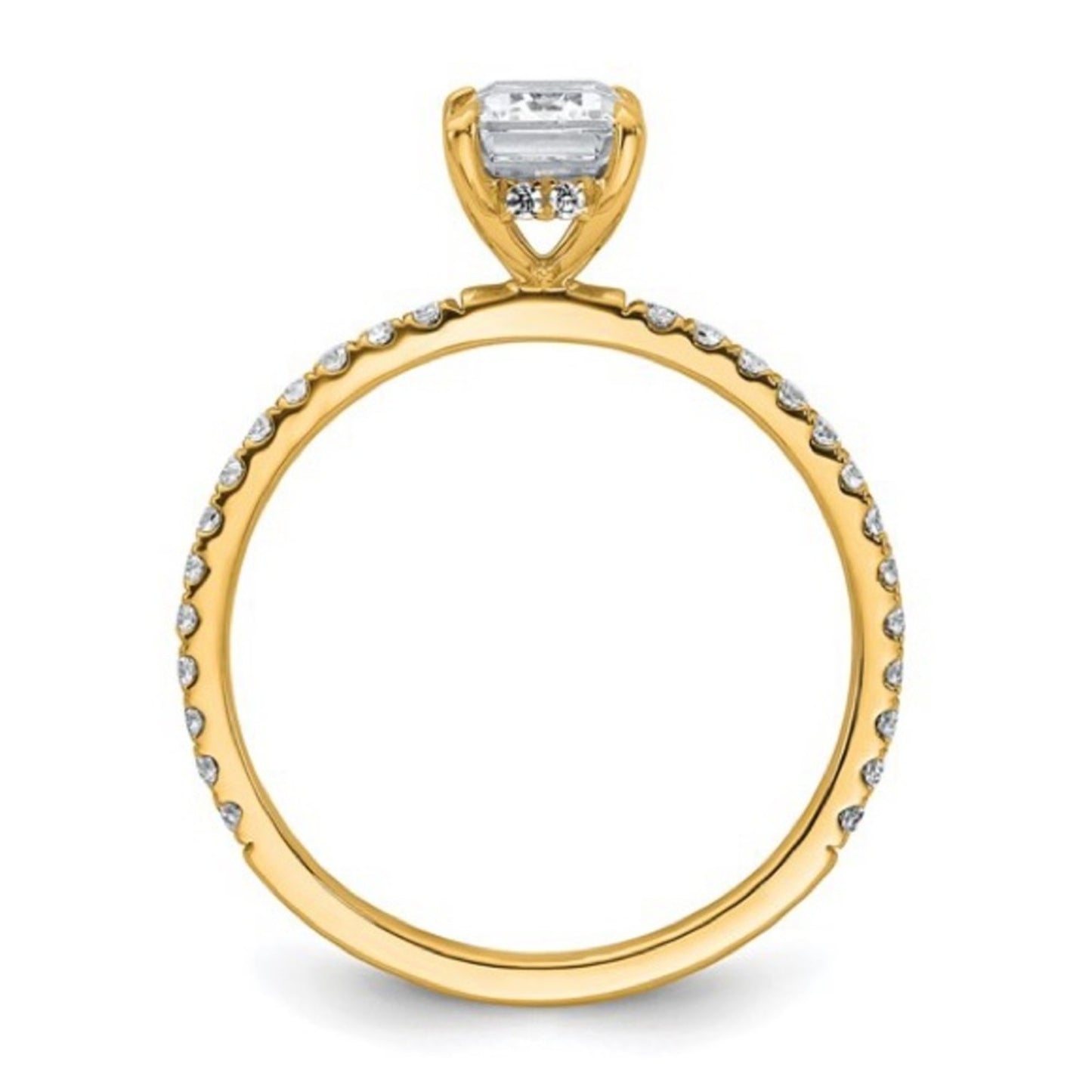 14K Yellow Gold 1.4 CT Emerald Cut Certified Lab Grown Diamond Engagement Ring