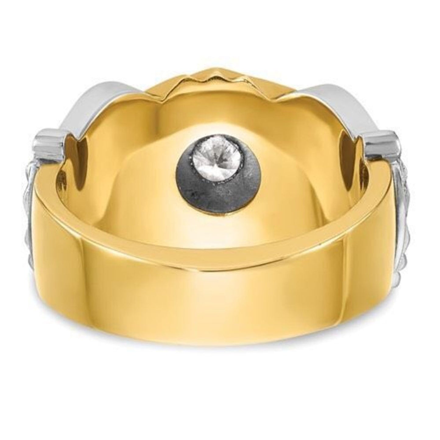 IBGoodman 14K Two-Tone Men’s Masonic Shriner’s Ring – 0.50 CT Diamond, Enamel, Gothic Shank