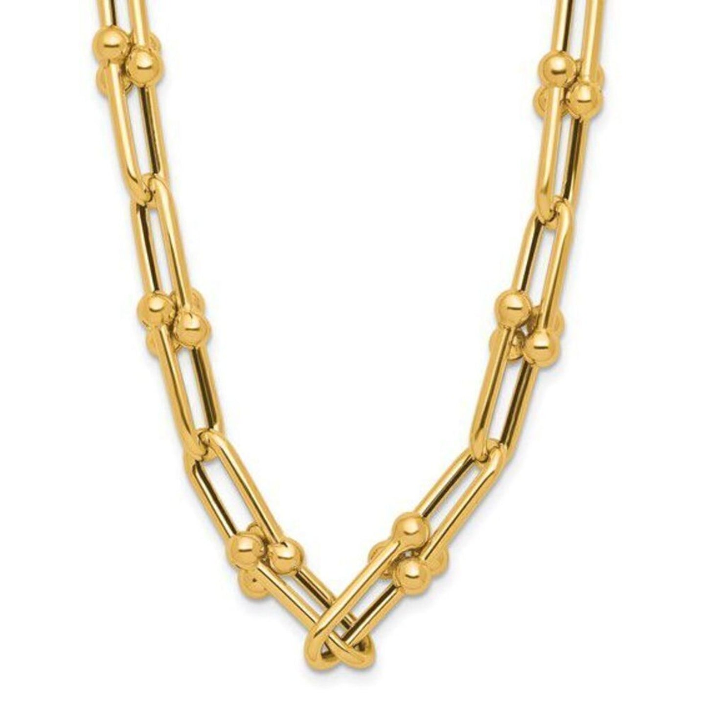 New 14K Gold Polished Fancy Open Link Necklace, By Leslies Jewelry