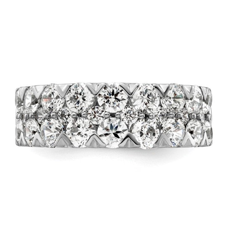 14K White Gold 3 Carat Lab Grown Diamond Double Row Band (VS/SI+, G+)