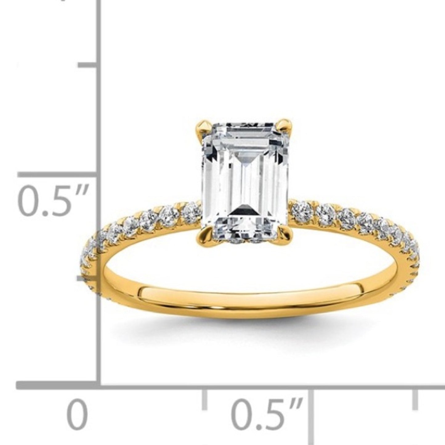 14K Yellow Gold 1.4 CT Emerald Cut Certified Lab Grown Diamond Engagement Ring
