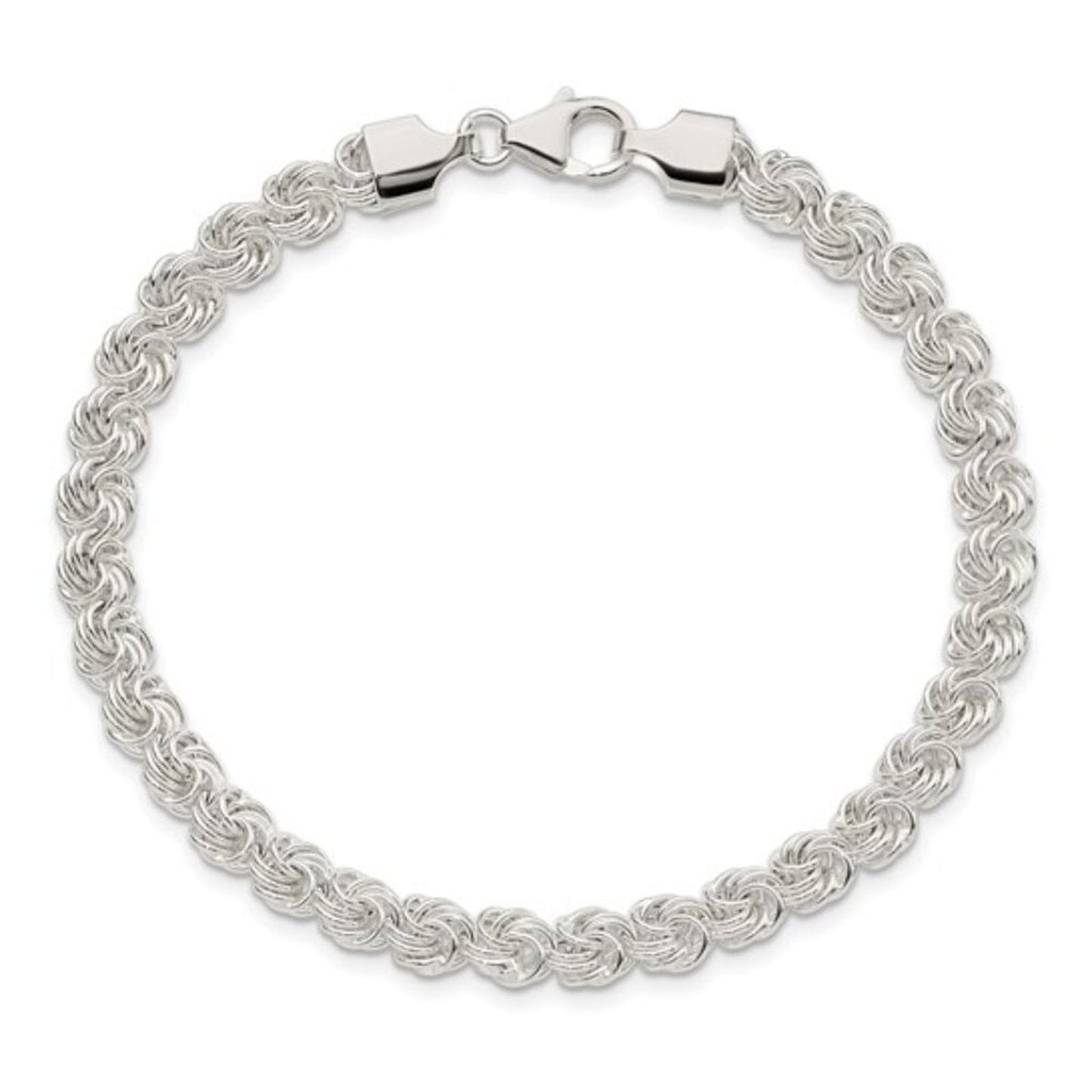 Sterling Silver Polished Love Knot Link Bracelet - 7.5” New