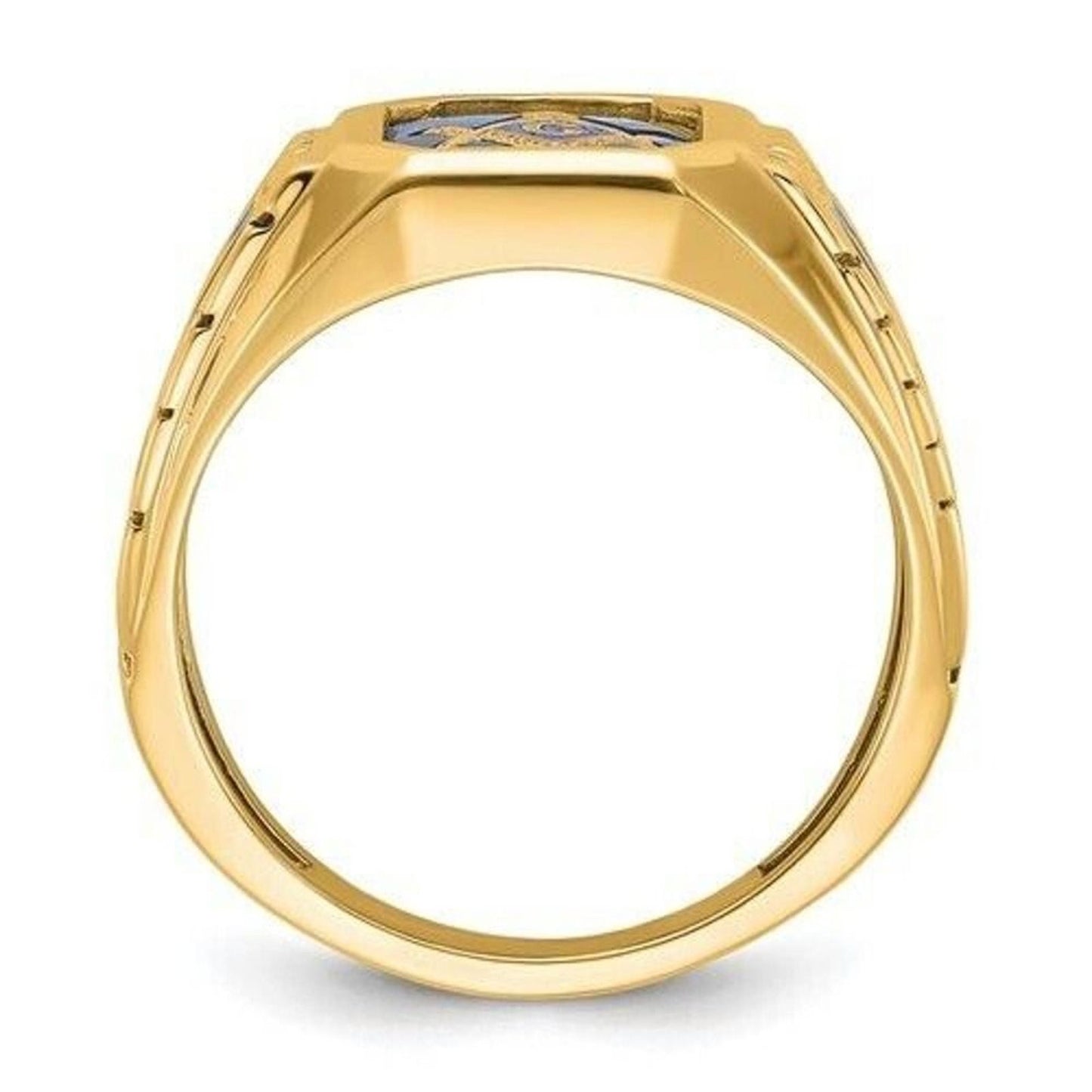 10k Yellow Gold Lab Created Sapphire Masonic Ring
