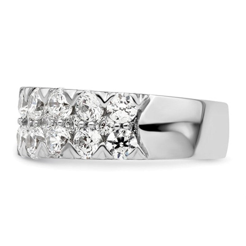 14K White Gold 3 Carat Lab Grown Diamond Double Row Band (VS/SI+, G+)