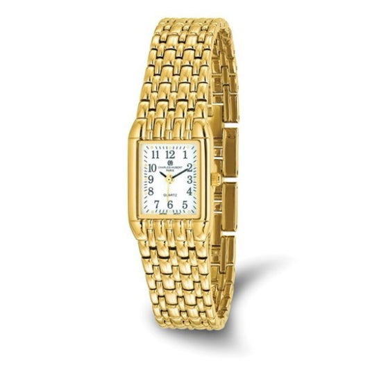 Women’s Charles Hubert Gold-Finish White Dial Quartz Watch | Gift Boxed