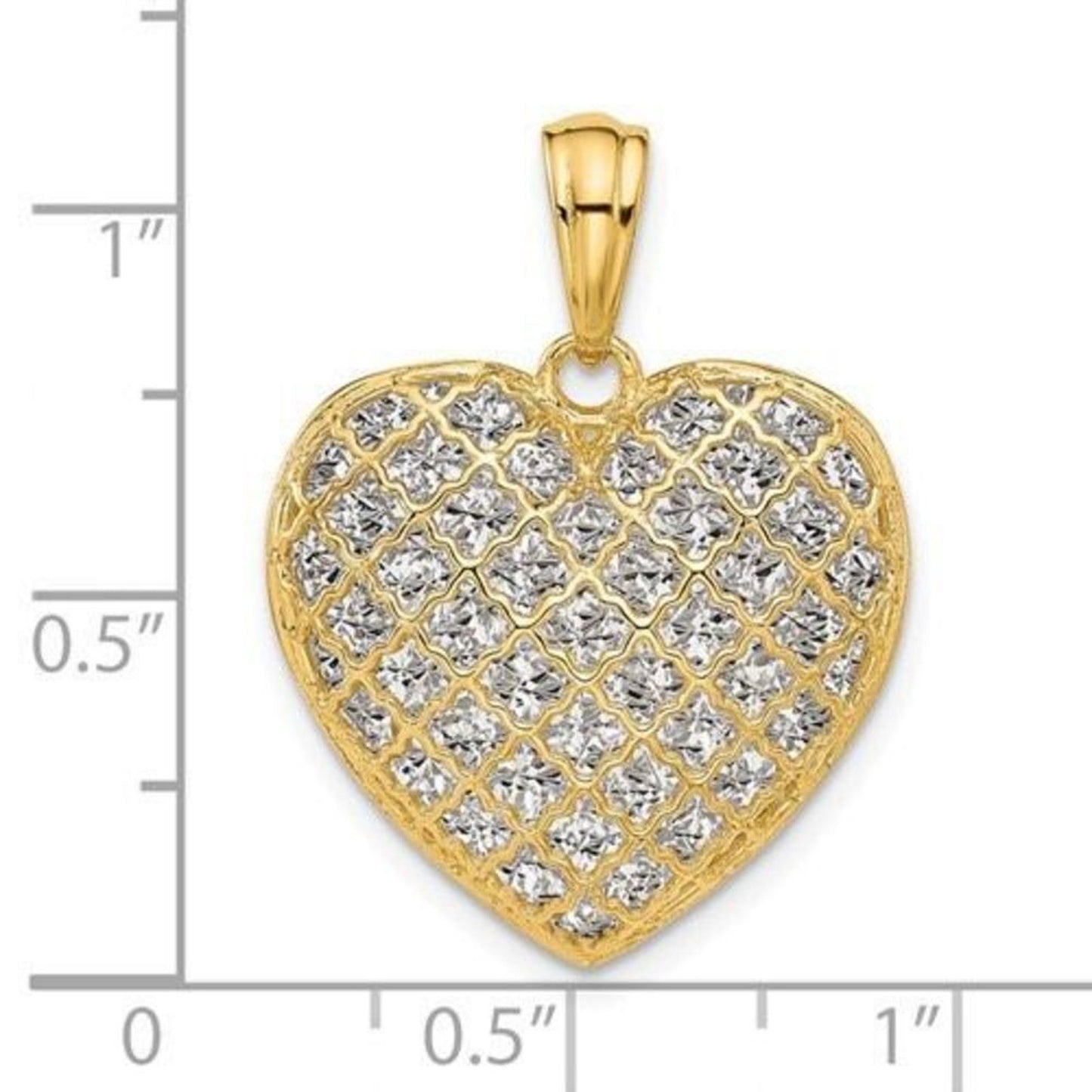 Leslie's 14K Two-tone Polished and Diamond cut Heart Pendant, brand new