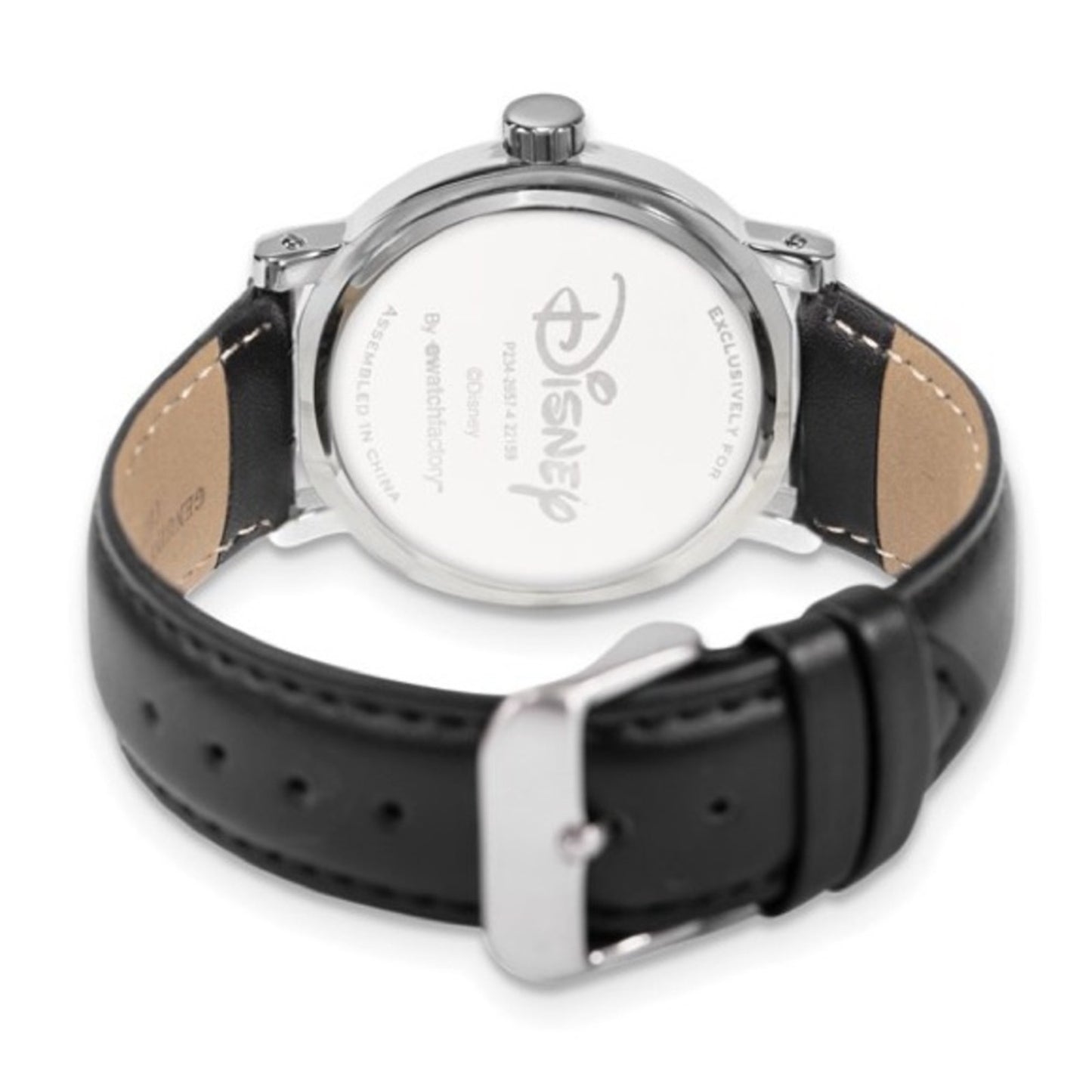Disney Adult Mickey Mouse with Moving Hands Black Leather Band Watch