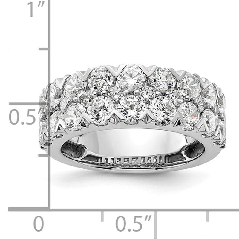 14K White Gold 3 Carat Lab Grown Diamond Double Row Band (VS/SI+, G+)