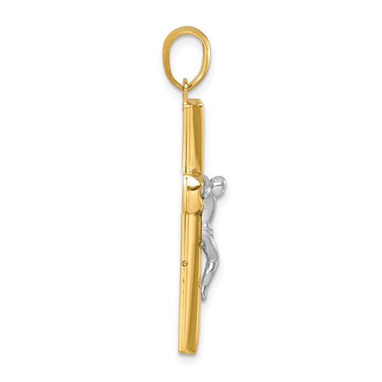 Herco 18K Two-tone Gold Polished and Satin Crucifix Pendant