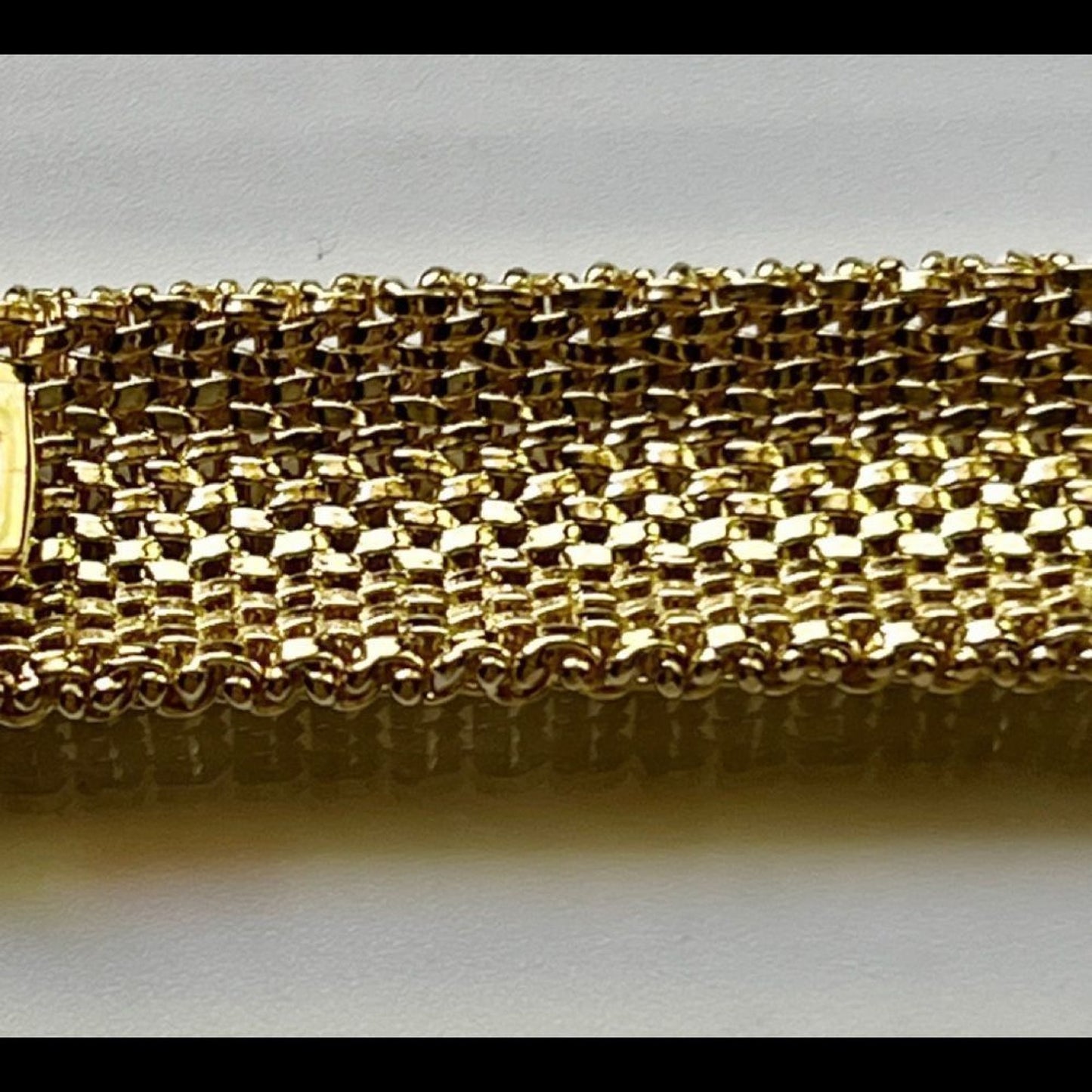 New 14k Gold 7.25in Polished Mesh Bracelet, 18.75mm wide