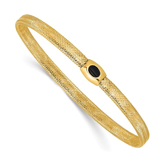 14k Gold and Onyx Stretch Mesh Bracelet by Leslies Jewelry The