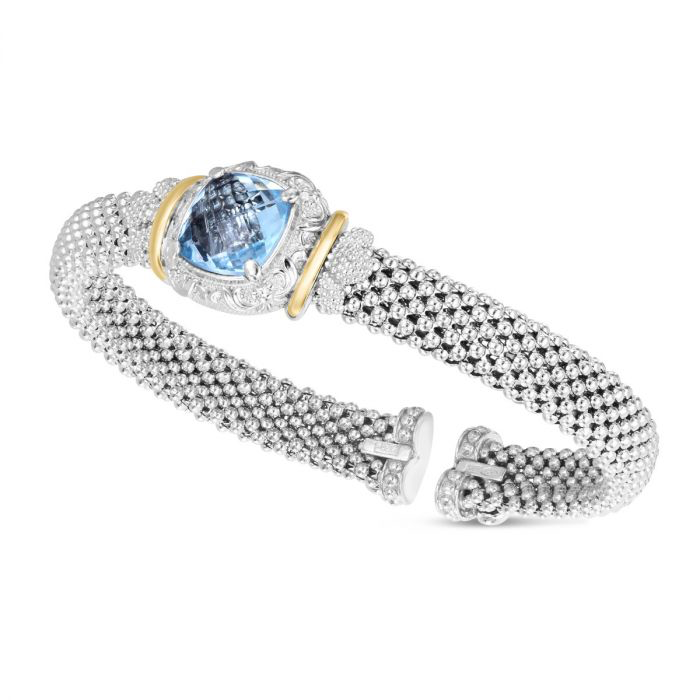 Renaissance Cushion Blue Topaz Cuff Bangle by Phillip Gavriel