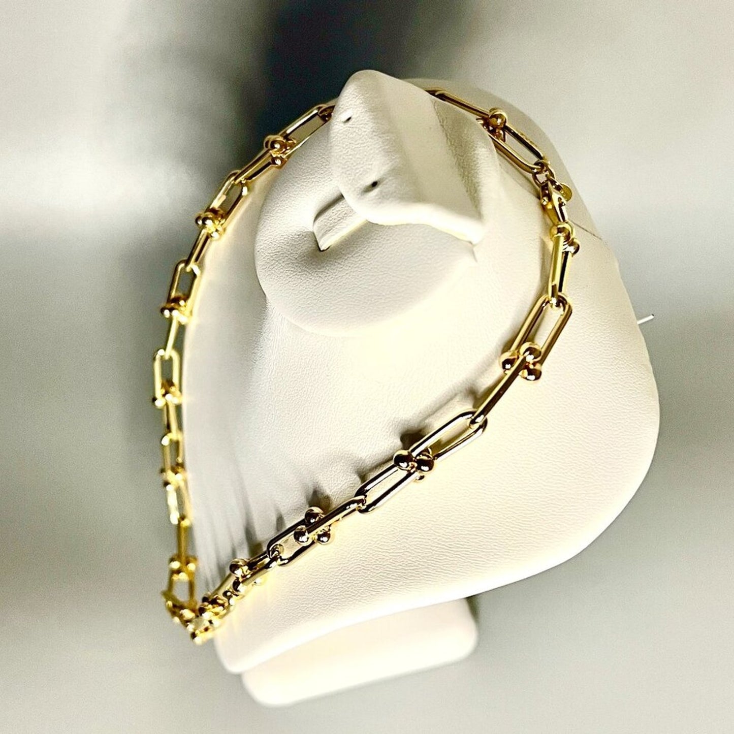 New 14K Gold Polished Fancy Open Link Necklace, By Leslies Jewelry