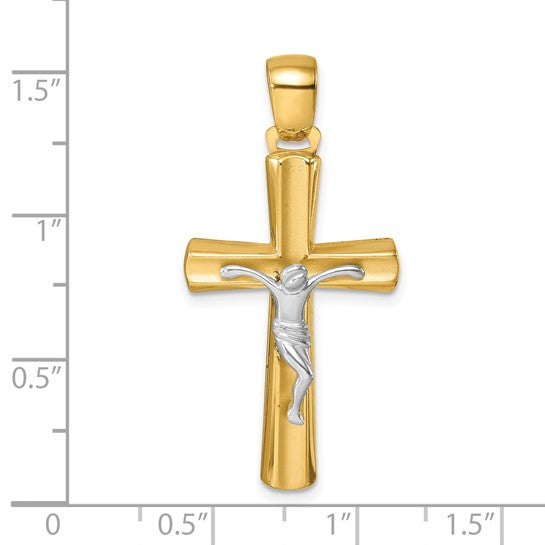 Herco 18K Two-tone Gold Polished and Satin Crucifix Pendant