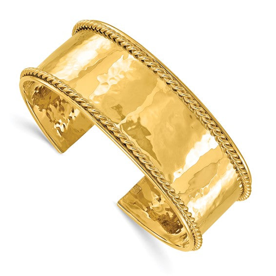 Herco 14K Hammered Rope Edge 22mm Cuff Bangle