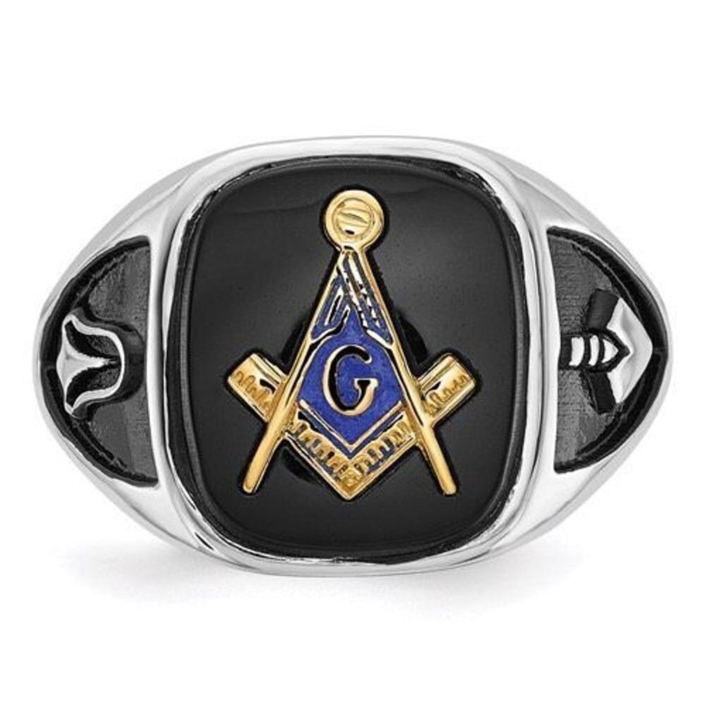 14k White Gold and Onyx Masonic Ring