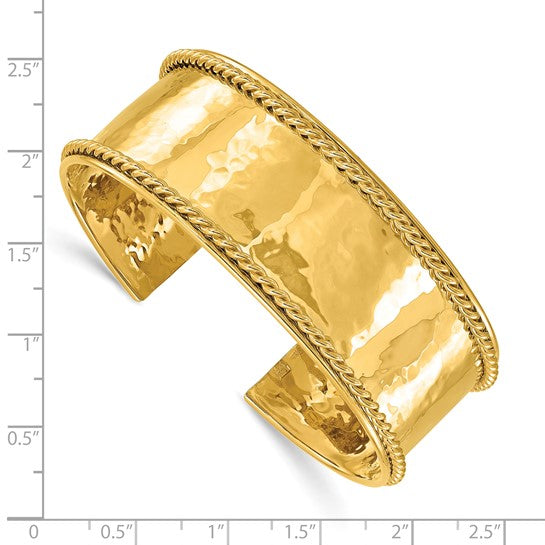 Herco 14K Hammered Rope Edge 22mm Cuff Bangle