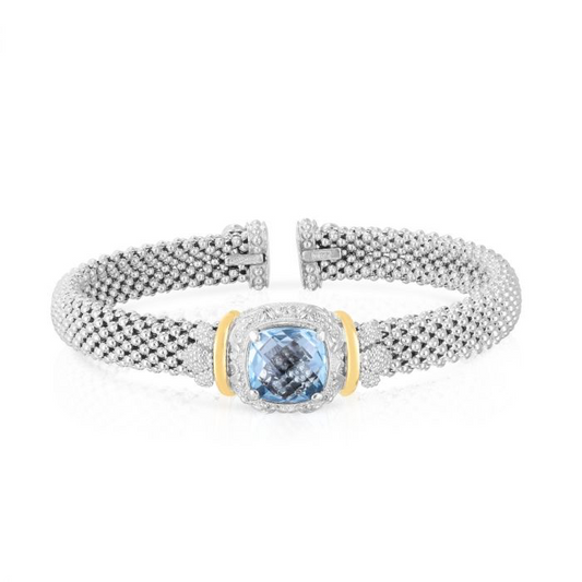 Renaissance Cushion Blue Topaz Cuff Bangle by Phillip Gavriel