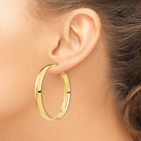 Leslie's 14K 6mm High Polished Omega Back Hoop Earrings