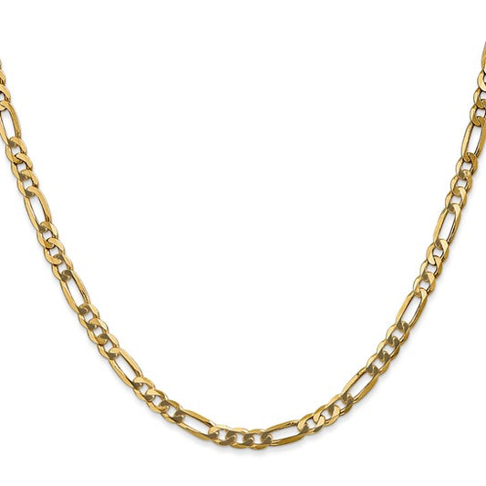 14k Gold 24 inch Flat Figaro Chain, 4mm wide