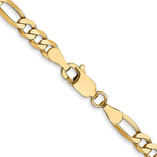 14k Gold 24 inch Flat Figaro Chain, 4mm wide