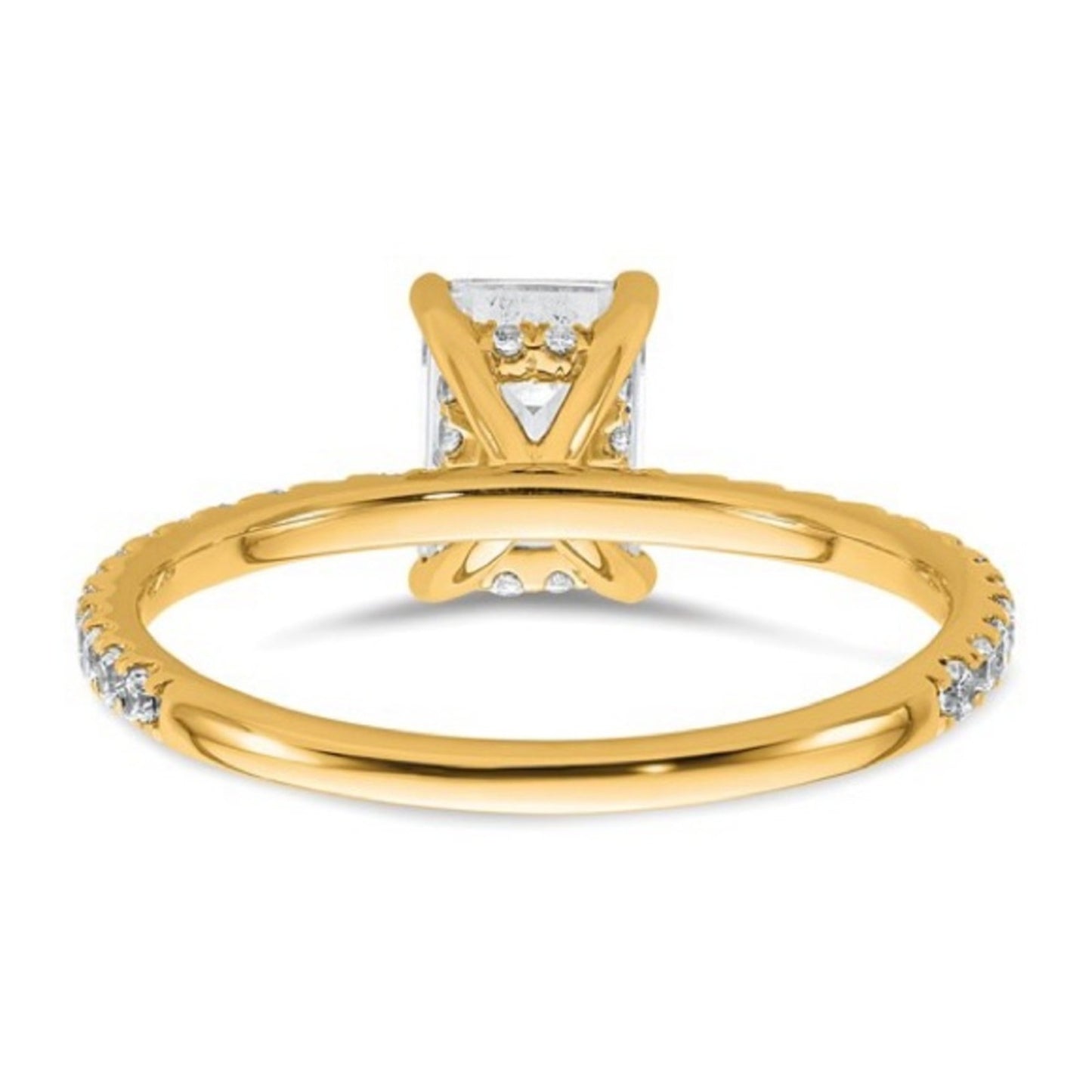 14K Yellow Gold 1.4 CT Emerald Cut Certified Lab Grown Diamond Engagement Ring