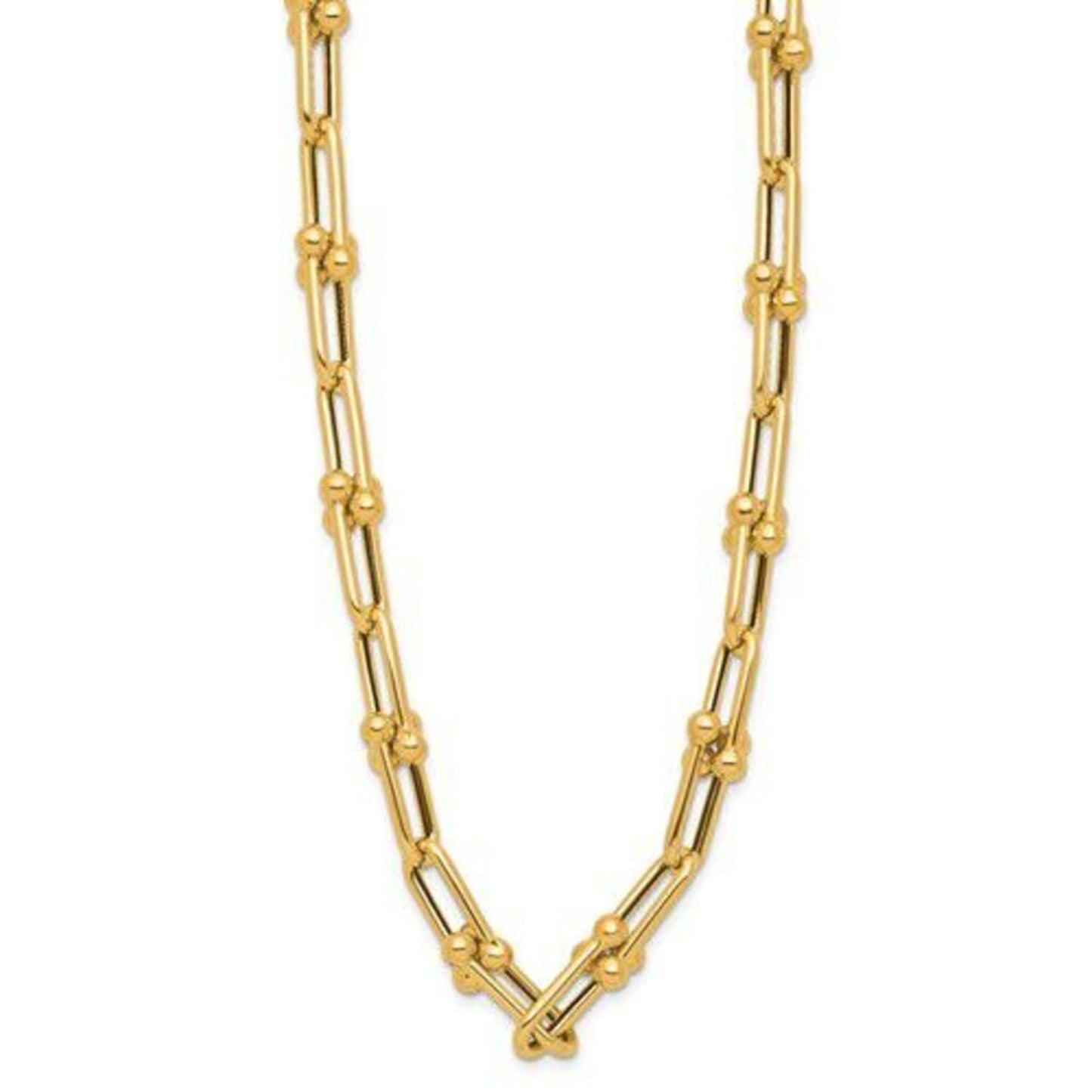New 14K Gold Polished Fancy Open Link Necklace, By Leslies Jewelry