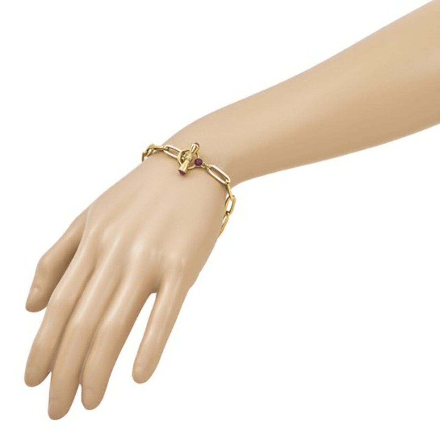Elevate Your Wrist Game: Herco 14K Gold Ruby Paperclip Bracelet