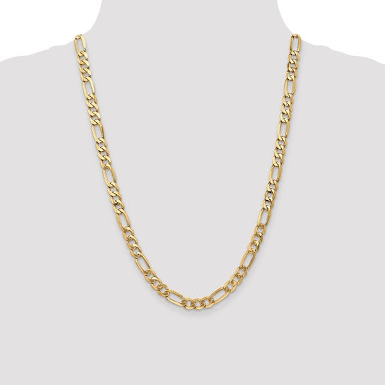 Leslie’s 14K Yellow Gold 24" Flat Figaro Chain – 7mm, Solid, 34.3g, Lifetime Guarantee