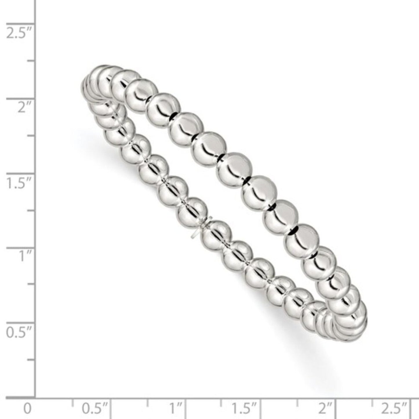 Sterling Silver Polished 6mm Bead Slip-on Stretch Bracelet – Made in Italy