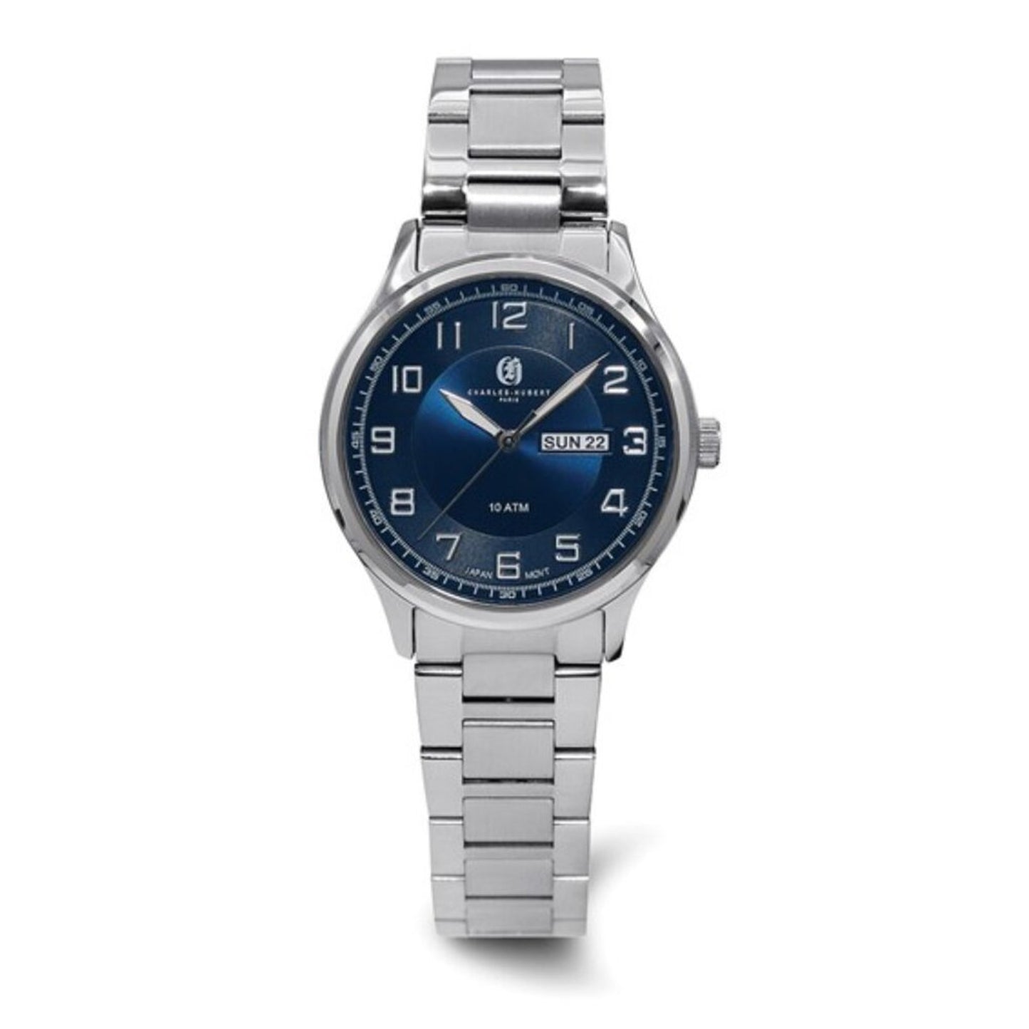 Charles-Hubert Men's Stainless Steel Watch - Blue Dial - 10 ATM - NEW