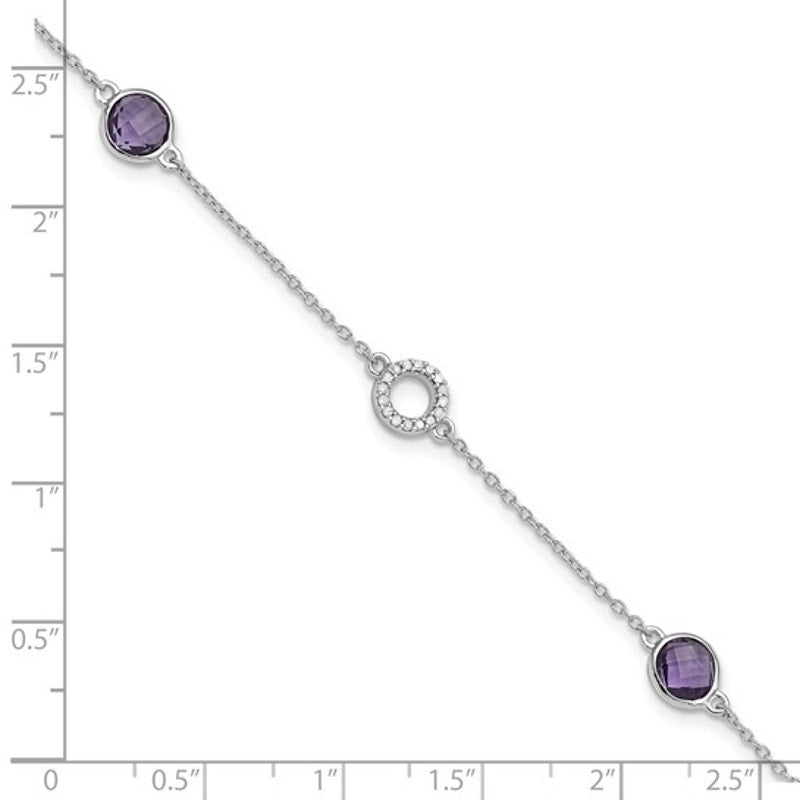Sterling Silver White Ice Diamond and Amethyst Bracelet: An Elegant Accessory