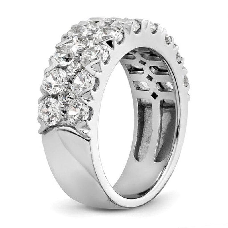 14K White Gold 3 Carat Lab Grown Diamond Double Row Band (VS/SI+, G+)