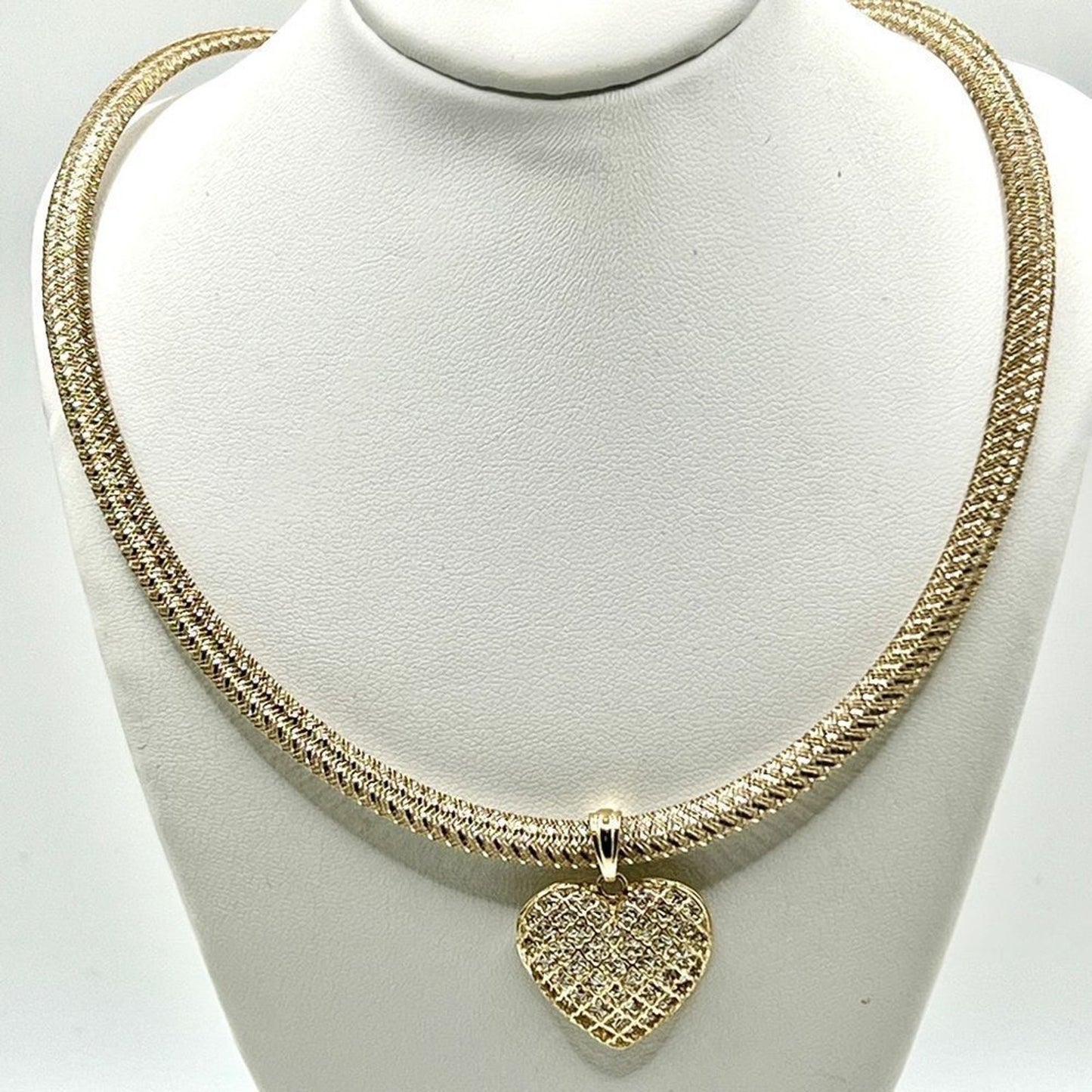 14k two tone gold necklace with 14k gold heart