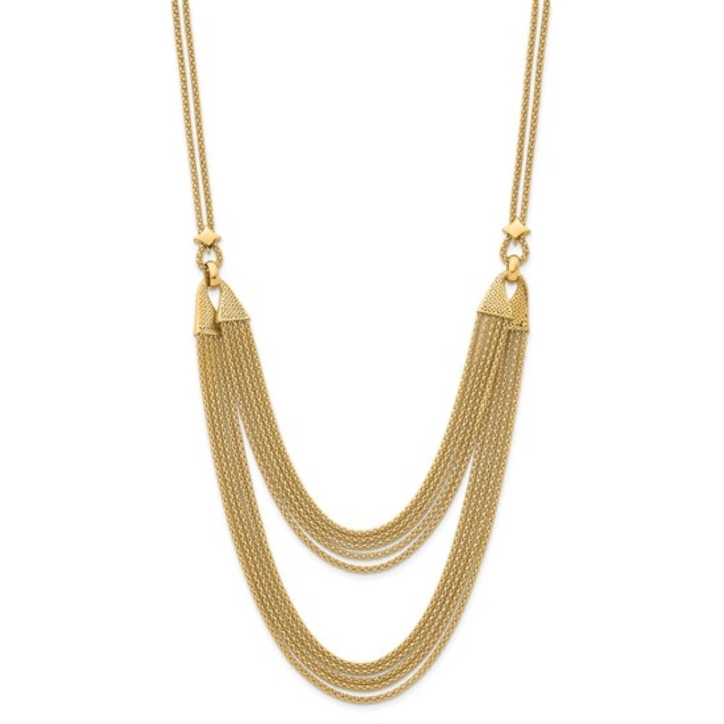 Herco 14K Polished Fancy Multi-Strand Popcorn Chain Necklace