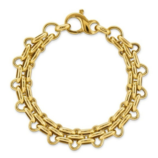 Sterling Silver Gold-Tone Polished Fancy Link Bracelet – 7.5” Italian-Made