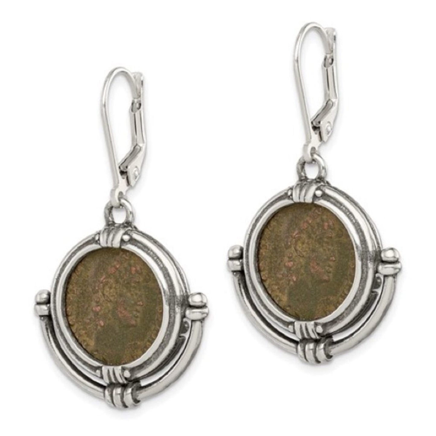 .925 Sterling Silver Ancient Coin Earrings with Certificate of Authenticity