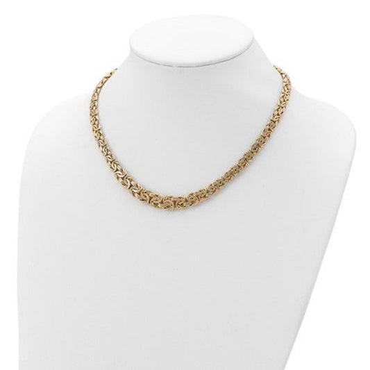 Herco 18K Polished and Textured 7.5mm Byzantine 18 inch Necklace