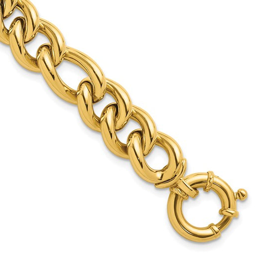 14k Gold 10.75mm Figaro Chain 8 inch Bracelet by HERCO