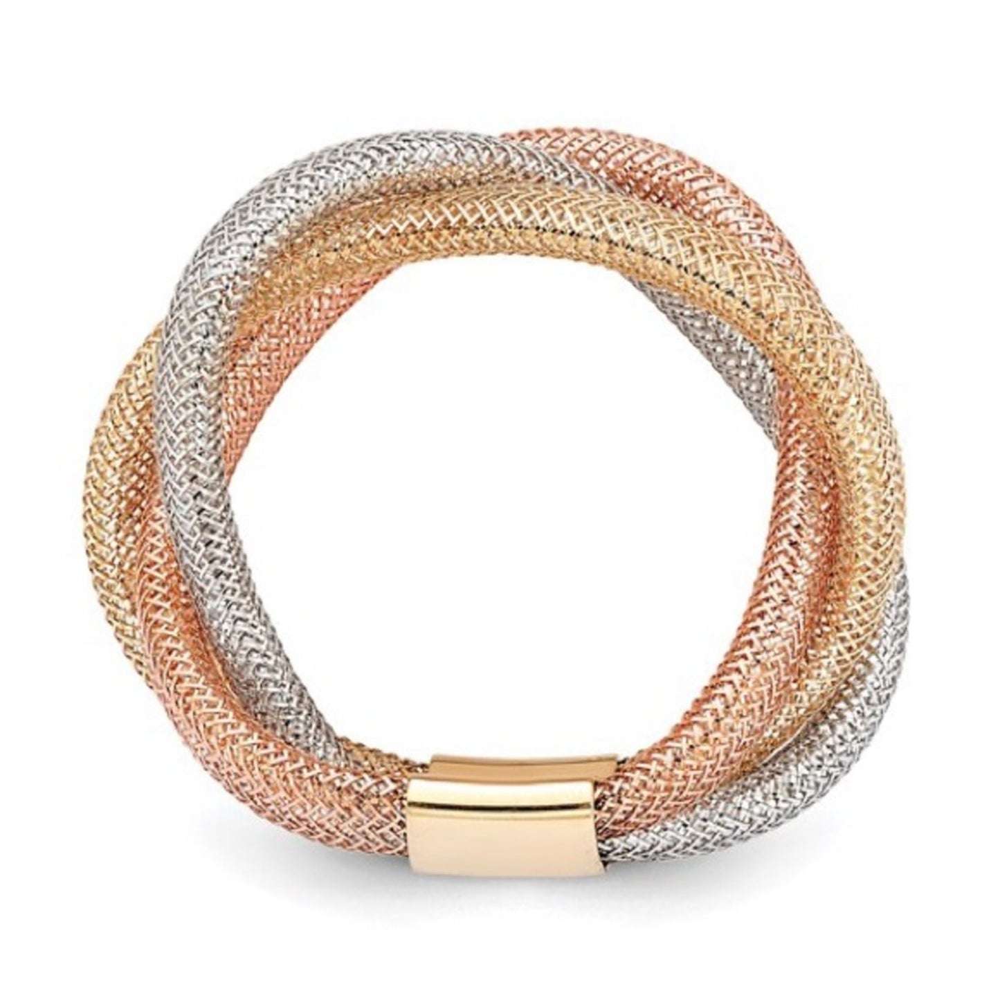 Leslie's 14k Three-Tone Gold Diamond-Cut Flexible Ring – Italian Stretch Band